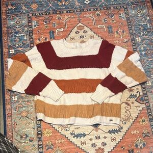 Hollister Striped Crewneck Sweater in Cream, Mustard & Burgundy